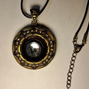 Unique Antique Goldtone & Crystal Statement Necklace